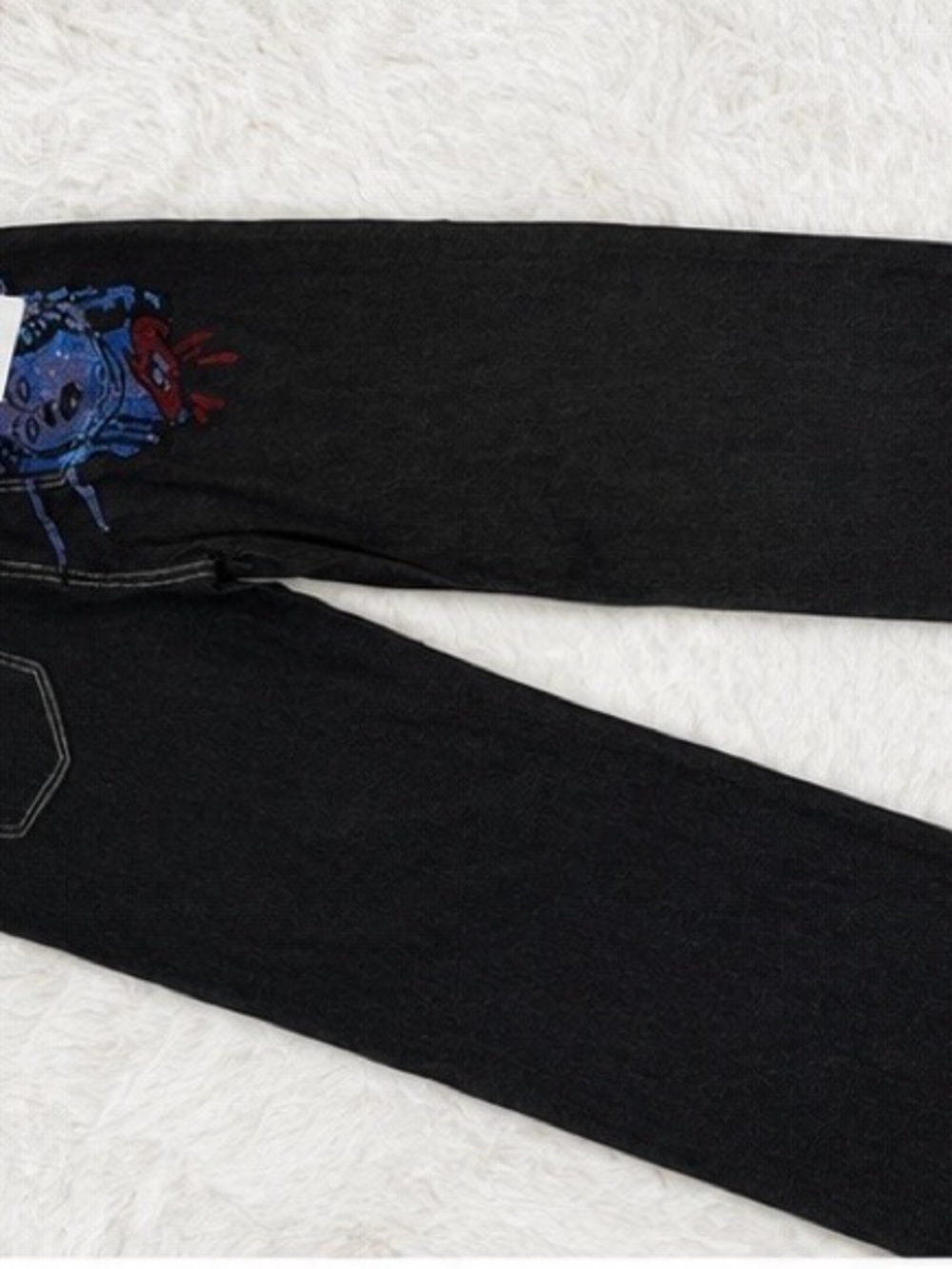 Men's Straight Black Jeans with Subtle Embroidered Accent